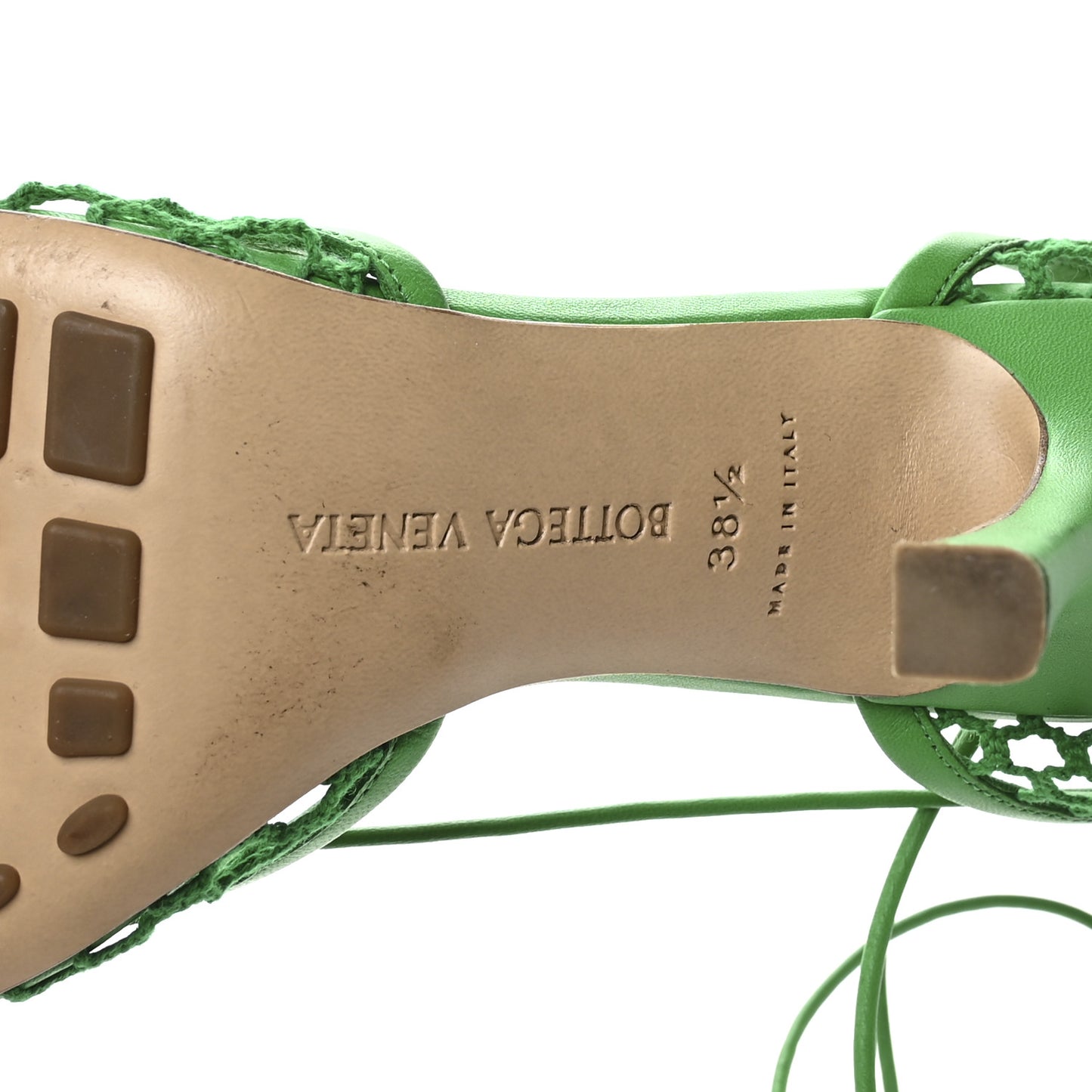 Mesh Nappa Stretch Ankle Tie 90mm Sandals 38.5 Grass