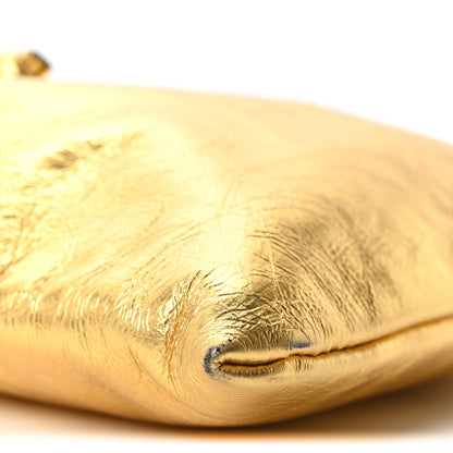 Khaite Metallic Crinkled Calfskin Small Greta Drawstring Bag Gold 8 of 9