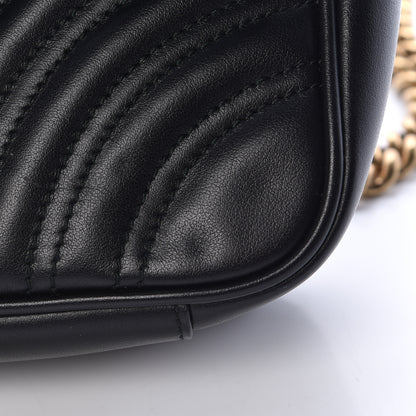 Gucci Calfskin Matelasse Small GG Marmont Shoulder Bag Black 10 of 13