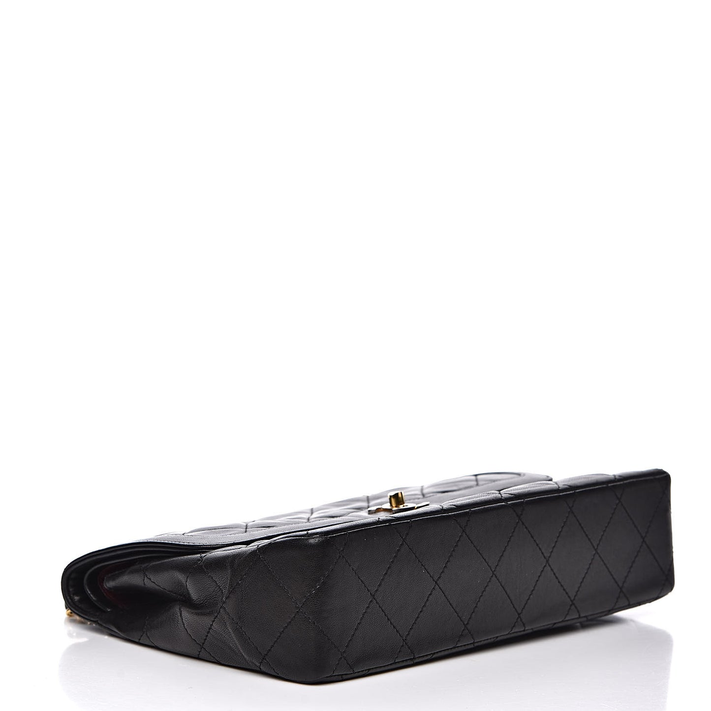 Lambskin Quilted Medium Double Flap Black