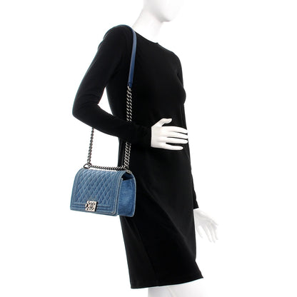 Chanel Denim Quilted Medium Boy Flap Blue 2 of 14