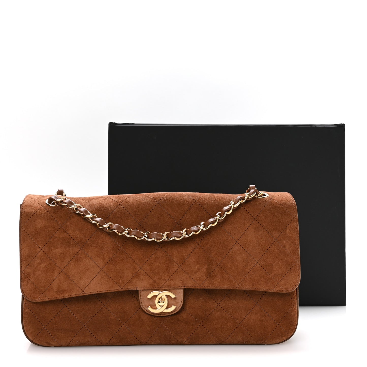 Suede Calfskin Small Souplissimo Maxi Flap Camel