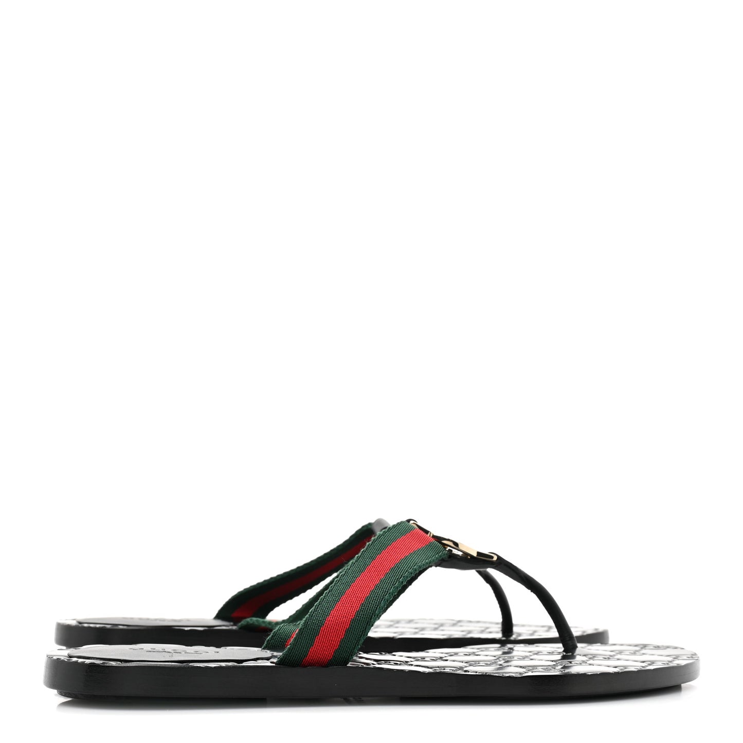 Nylon Guccissima Web Womens Thong Sandals 36.5 Green Red Black