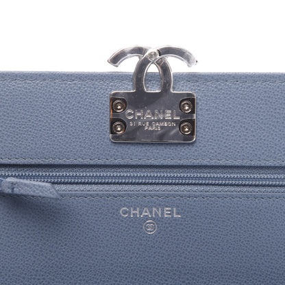 Chanel Grained Calfskin Quilted CC Box Wallet On Chain WOC Blue 5 of 10