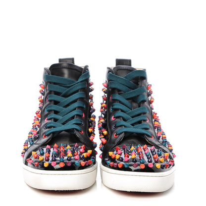 Christian Louboutin Mens Patent Calfskin Spike Louis Flat Sneakers 43.5 Black Multi 2 of 11