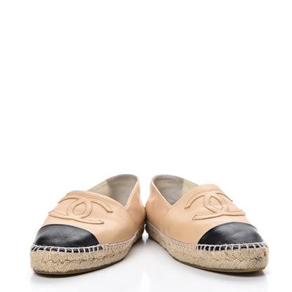 Chanel Lambskin CC Espadrilles 38 Beige Black 6 of 17