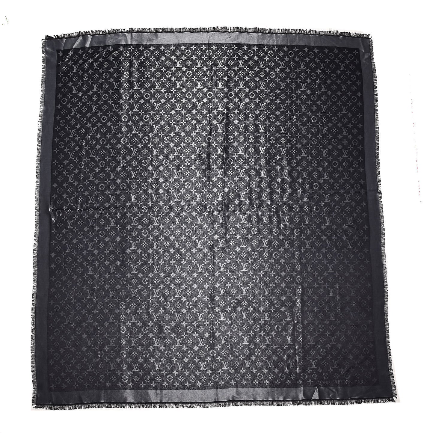 Silk Lurex Wool Monogram Shine Shawl Black