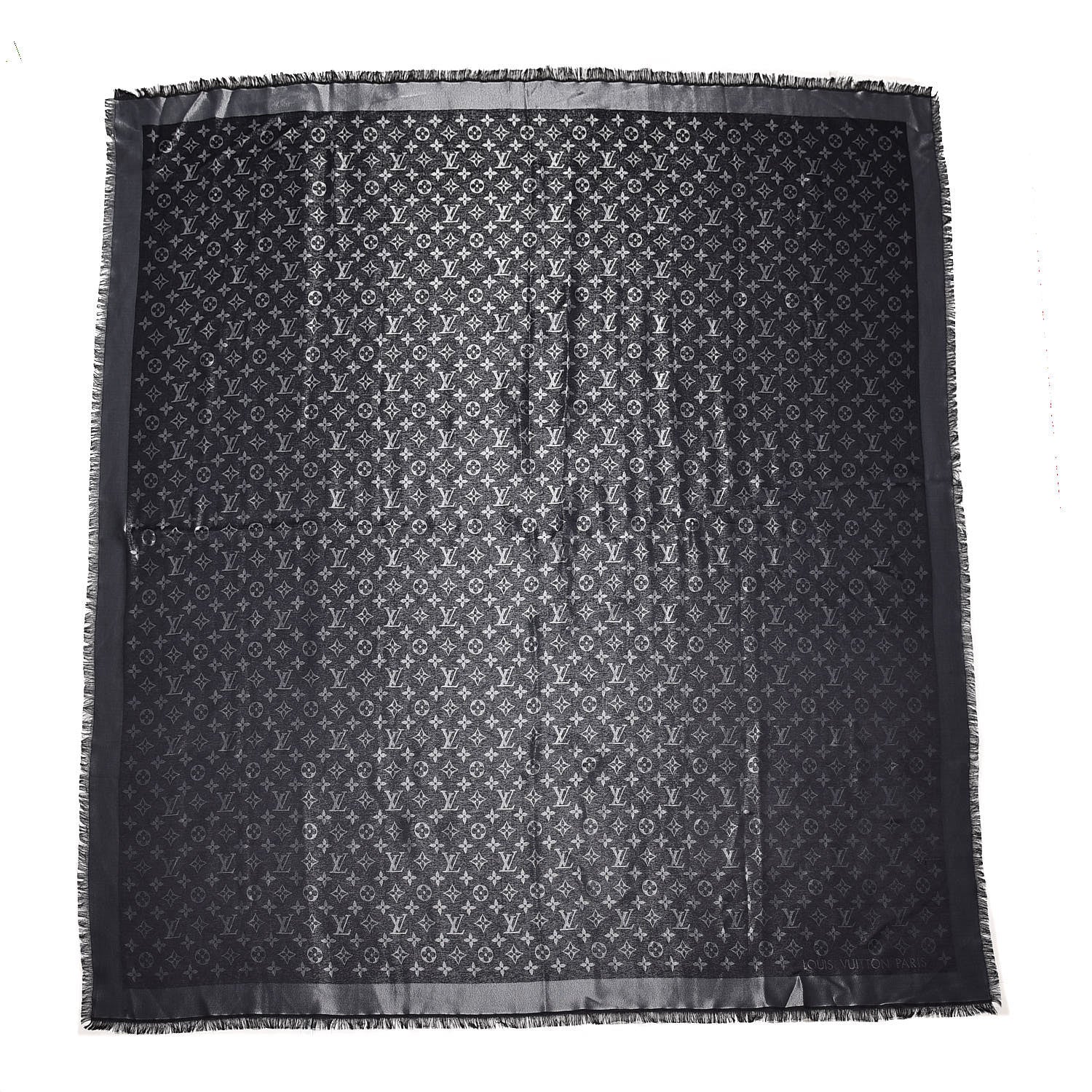 Louis Vuitton Silk Lurex Wool Monogram Shine Shawl Black 1 of 5