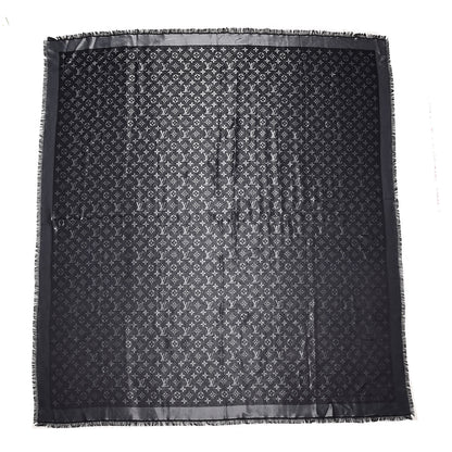 Louis Vuitton Silk Lurex Wool Monogram Shine Shawl Black 1 of 5