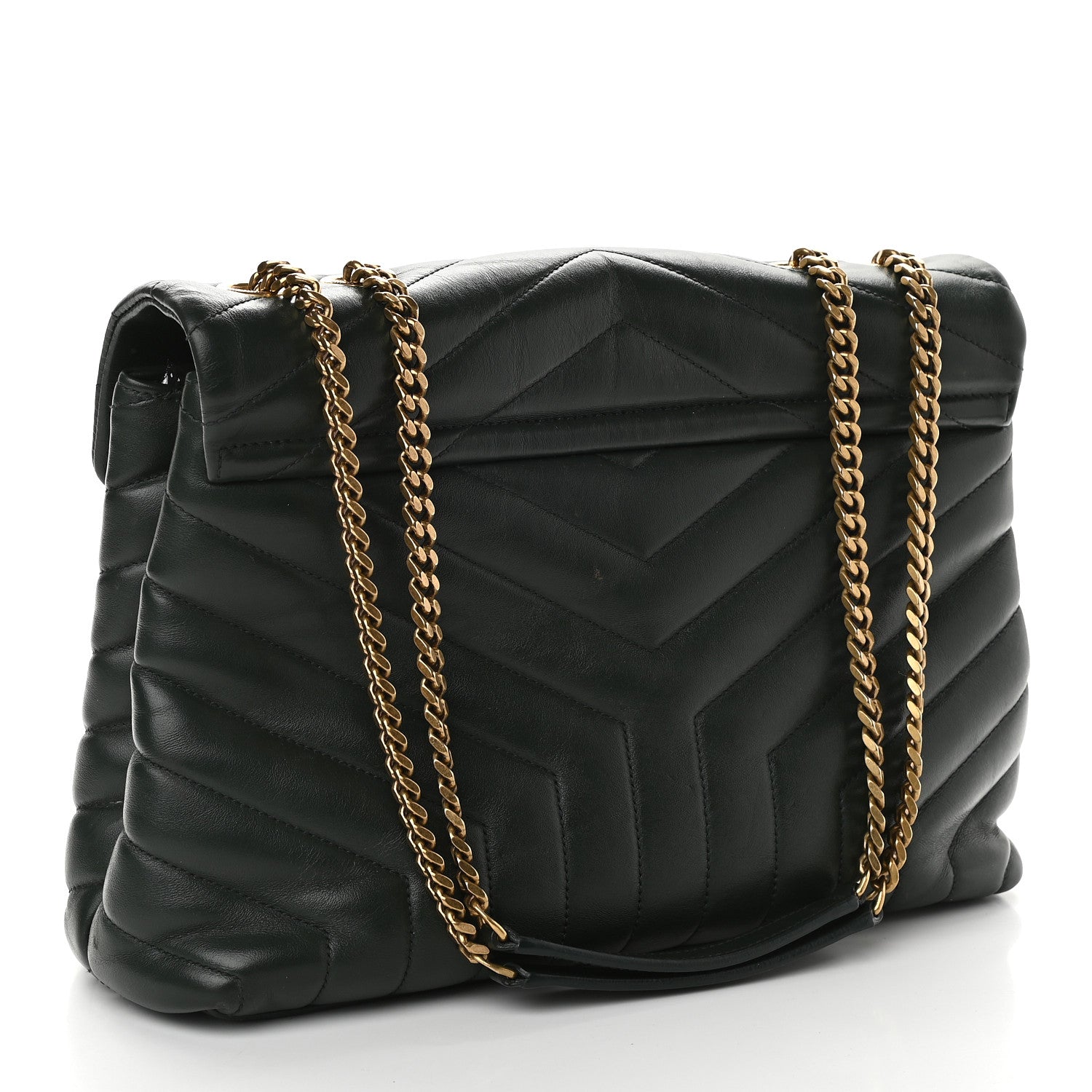 Saint Laurent Calfskin Y Quilted Monogram Medium Loulou Chain Satchel Olive 3 of 11