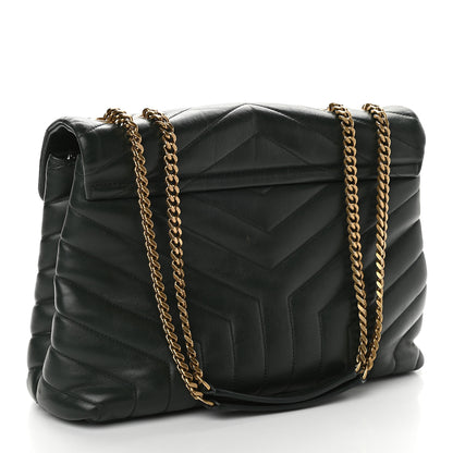Saint Laurent Calfskin Y Quilted Monogram Medium Loulou Chain Satchel Olive 3 of 11