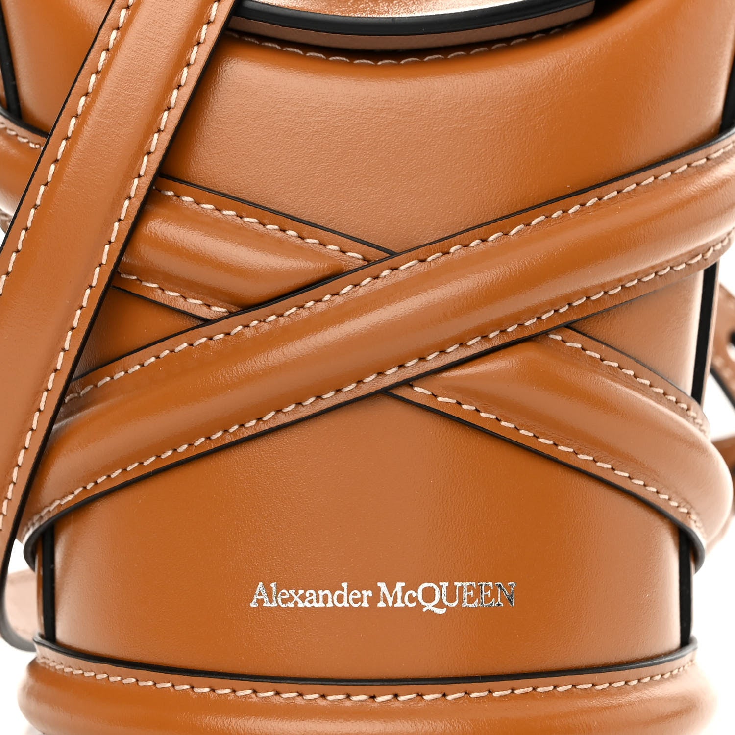 Alexander McQueen Calfskin Mini Curve Bucket Bag Tan 9 of 12