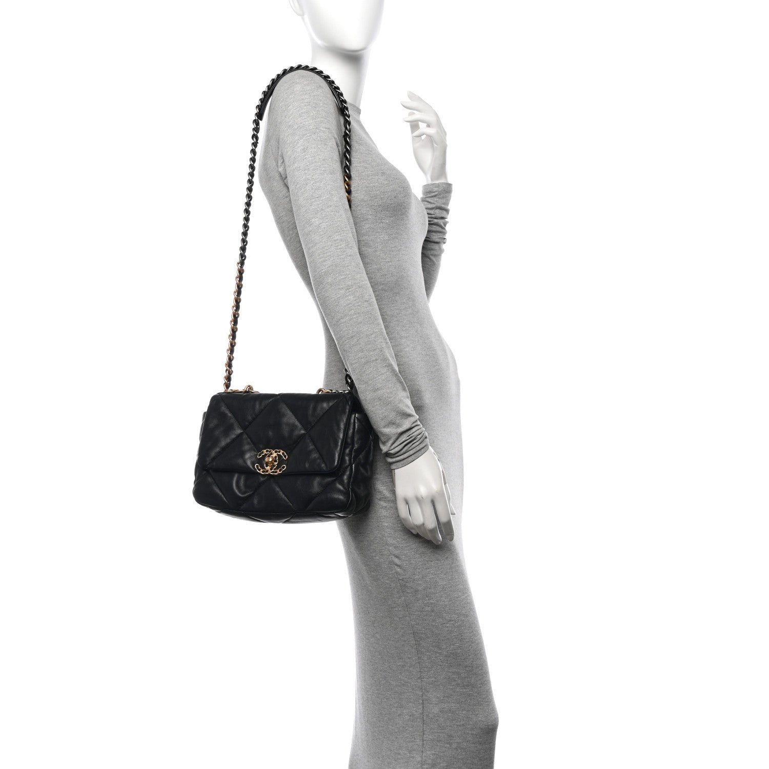 Chanel Lambskin Quilted Medium Chanel 19 Flap Black 2 of 10