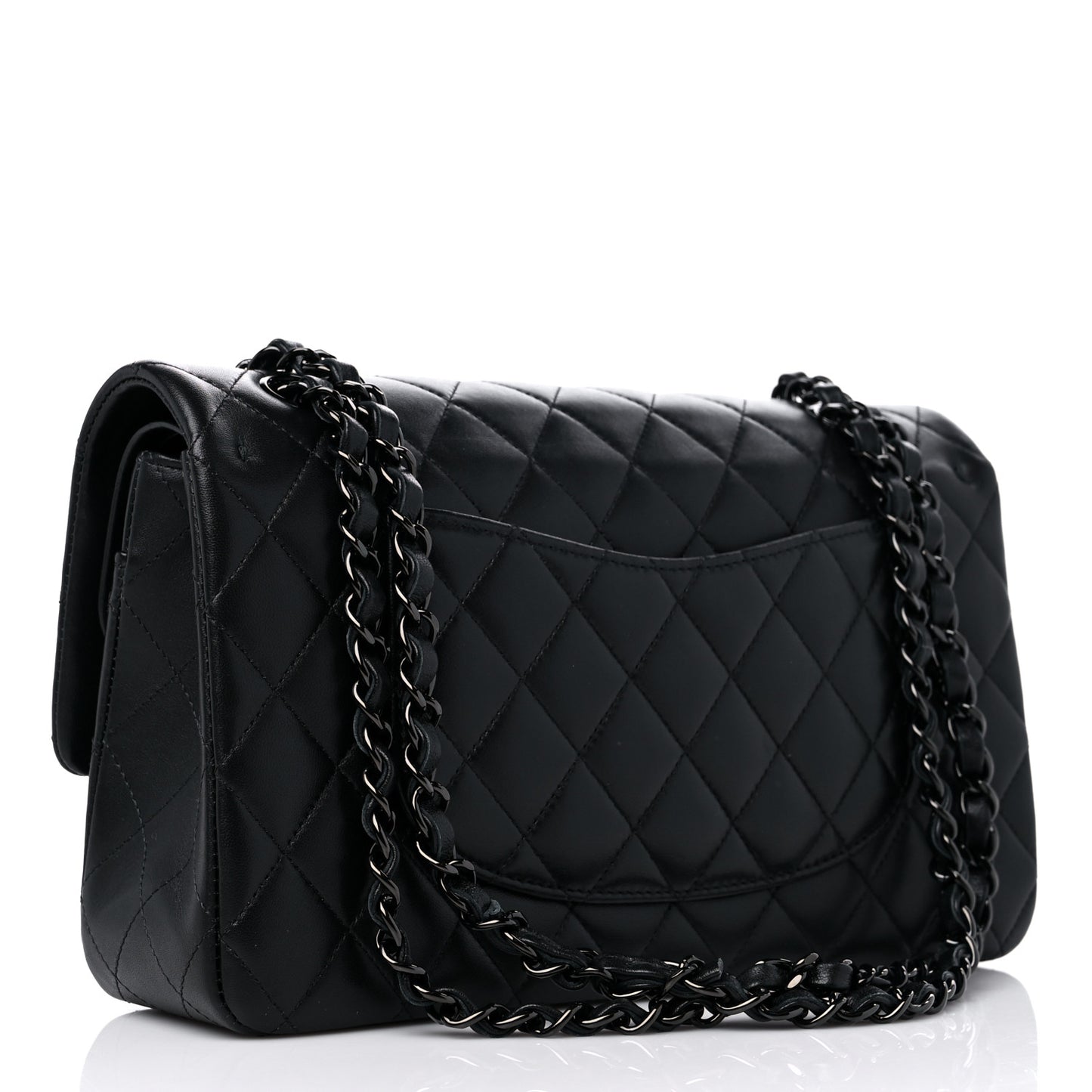 Lambskin Quilted Medium Double Flap So Black