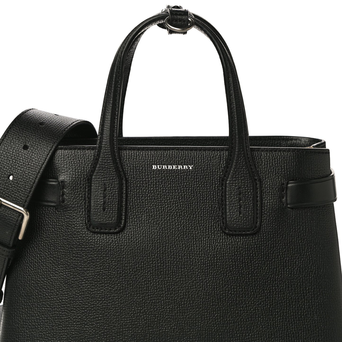 Grainy Calfskin House Check Small Banner Tote Black