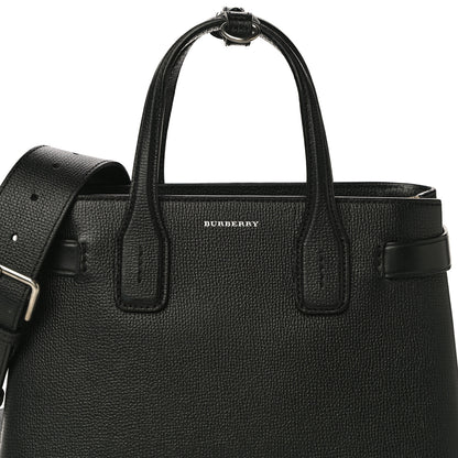 Burberry Grainy Calfskin House Check Small Banner Tote Black 7 of 19