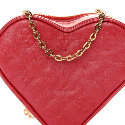 Louis Vuitton Lambskin Embossed Monogram Fall In Love Sac Coeur Heart Chain Bag Lipstick Red 7 of 9