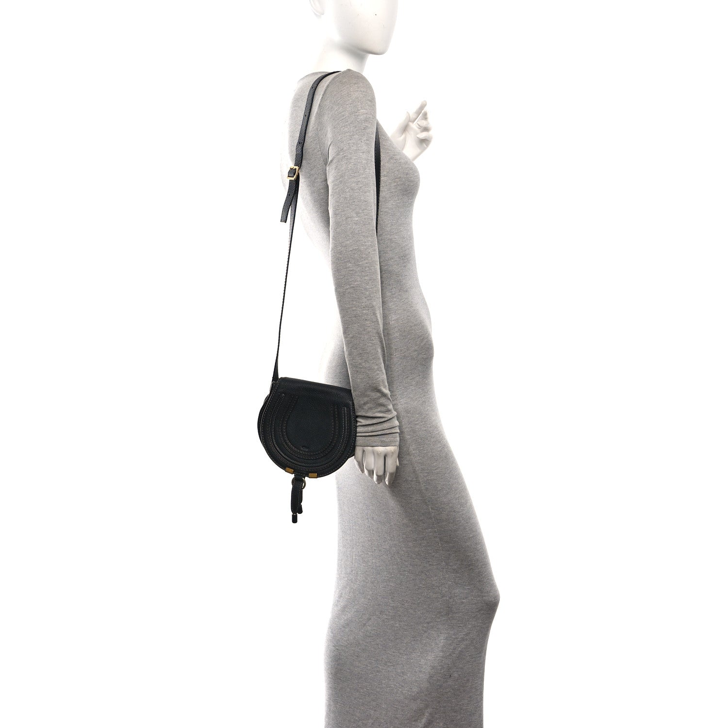 Chloe Calfskin Mini Marcie Round Crossbody Bag Black 2 of 9