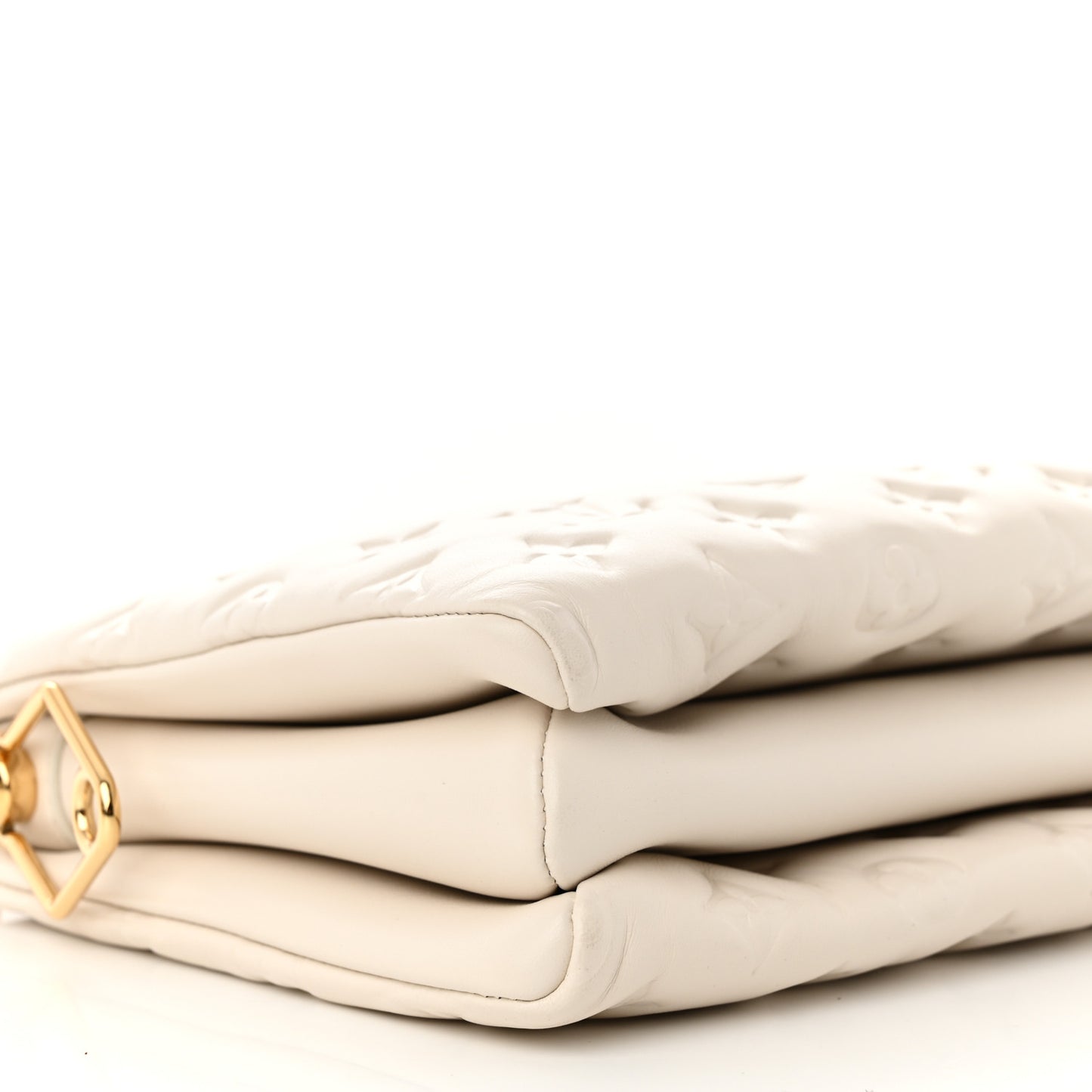 Lambskin Embossed Monogram Coussin PM Beige Cream