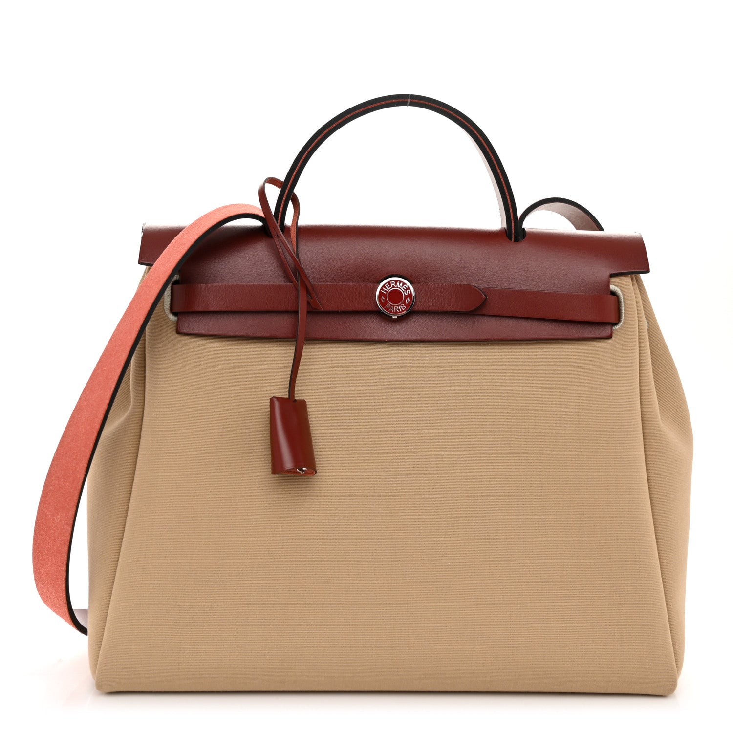 Hermes Toile Militaire Vache Hunter Laque Herbag Zip Retourne 31 PM Rouge H Beton 1 of 12