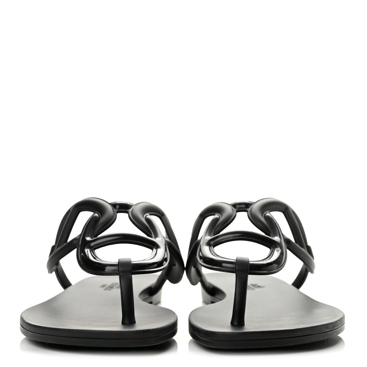 Hermes Rubber Womens Egerie Sandals 36 Black 3 of 10
