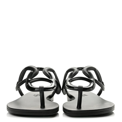Hermes Rubber Womens Egerie Sandals 36 Black 3 of 10