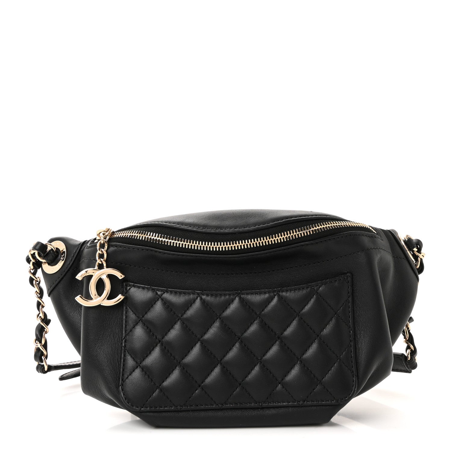 Chanel Lambskin Quilted Waist Bag Fanny Pack Black 1 of 11