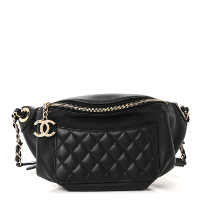 Chanel Lambskin Quilted Waist Bag Fanny Pack Black 1 of 11