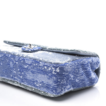 Chanel Sequin Large Waterfall Flap Light Blue 8 of 10
