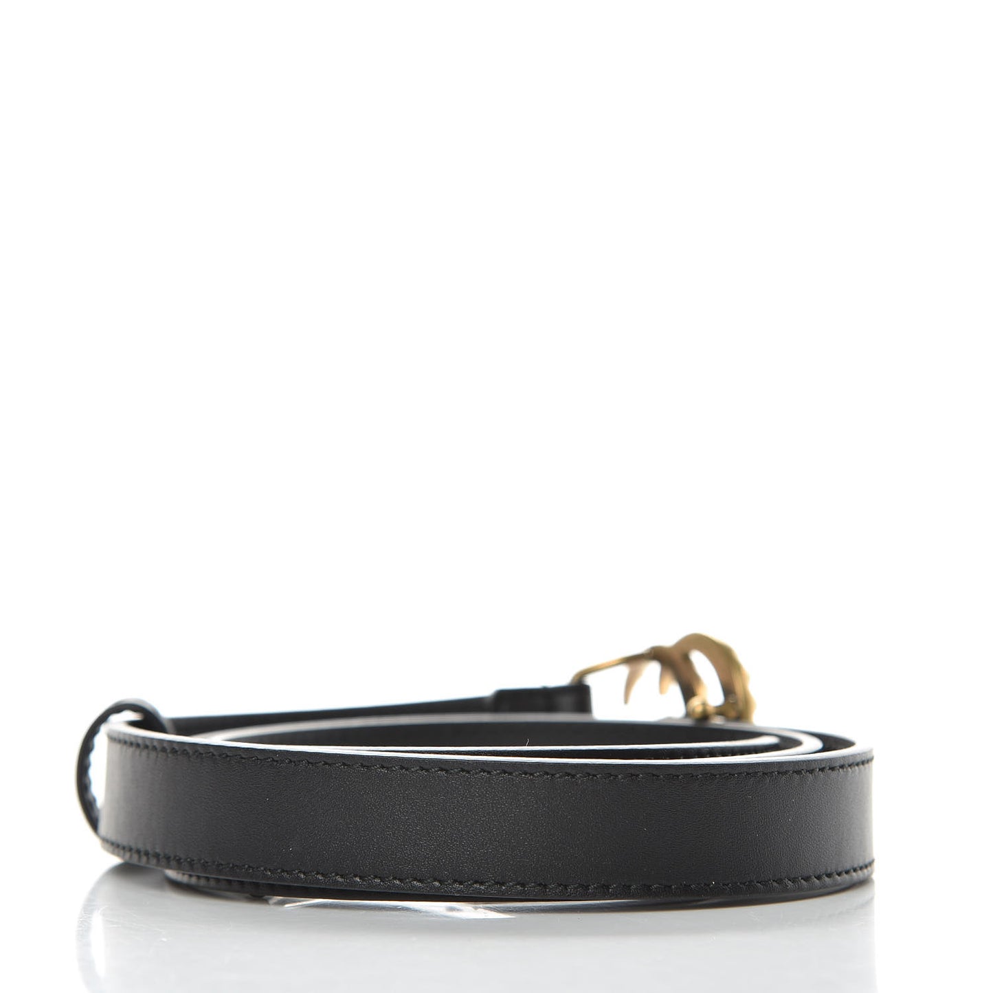 Moon Calfskin Pearl Double G 20mm Belt 80 32 Black Cream