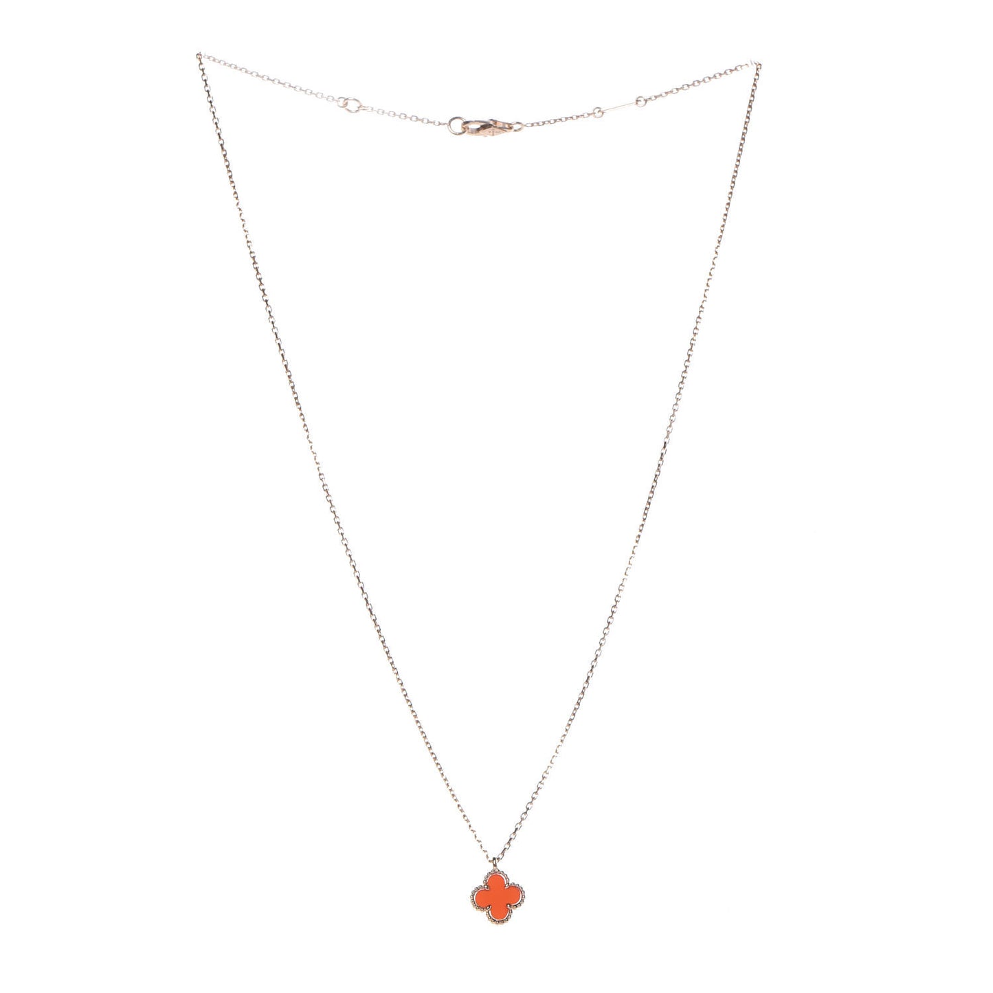 18K Rose Gold Carnelian Sweet Alhambra Pendant Necklace