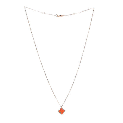 Van Cleef & Arpels 18K Rose Gold Carnelian Sweet Alhambra Pendant Necklace 3 of 7