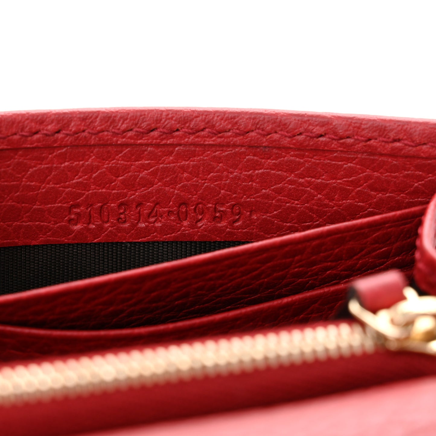 Dollar Calfskin Interlocking G Chain Wallet Red