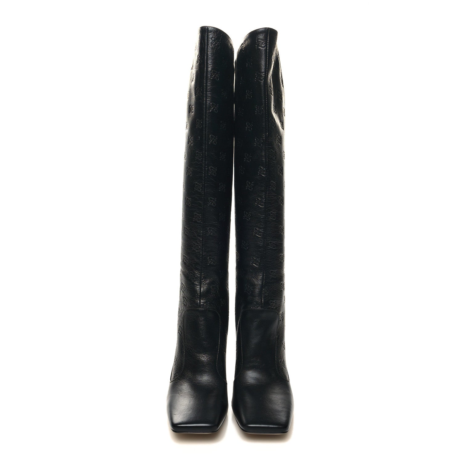 Fendi Vitello Karligraphy Embossed FFreedom Knee High Boots 36.5 Black 2 of 7