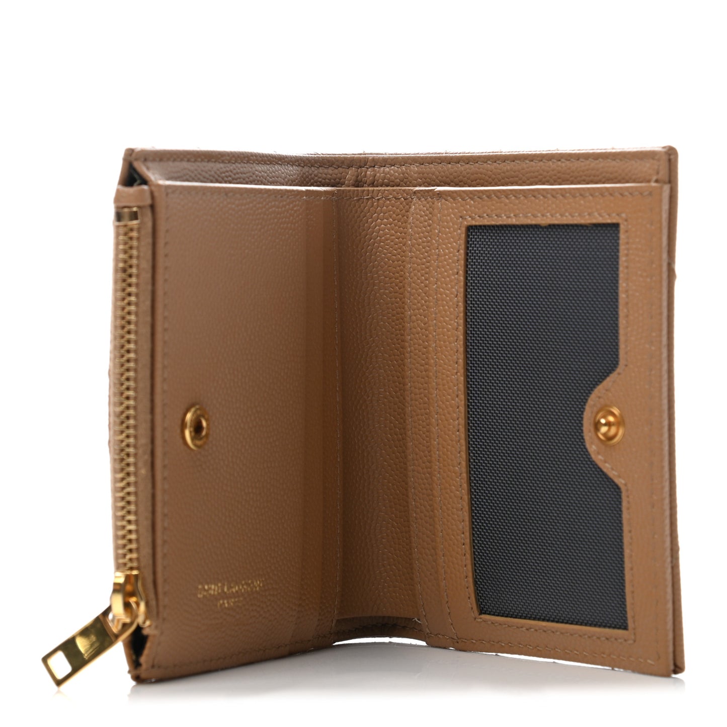 Grain De Poudre Matelasse Chevron Monogram Zipped Card Case Deep Beige