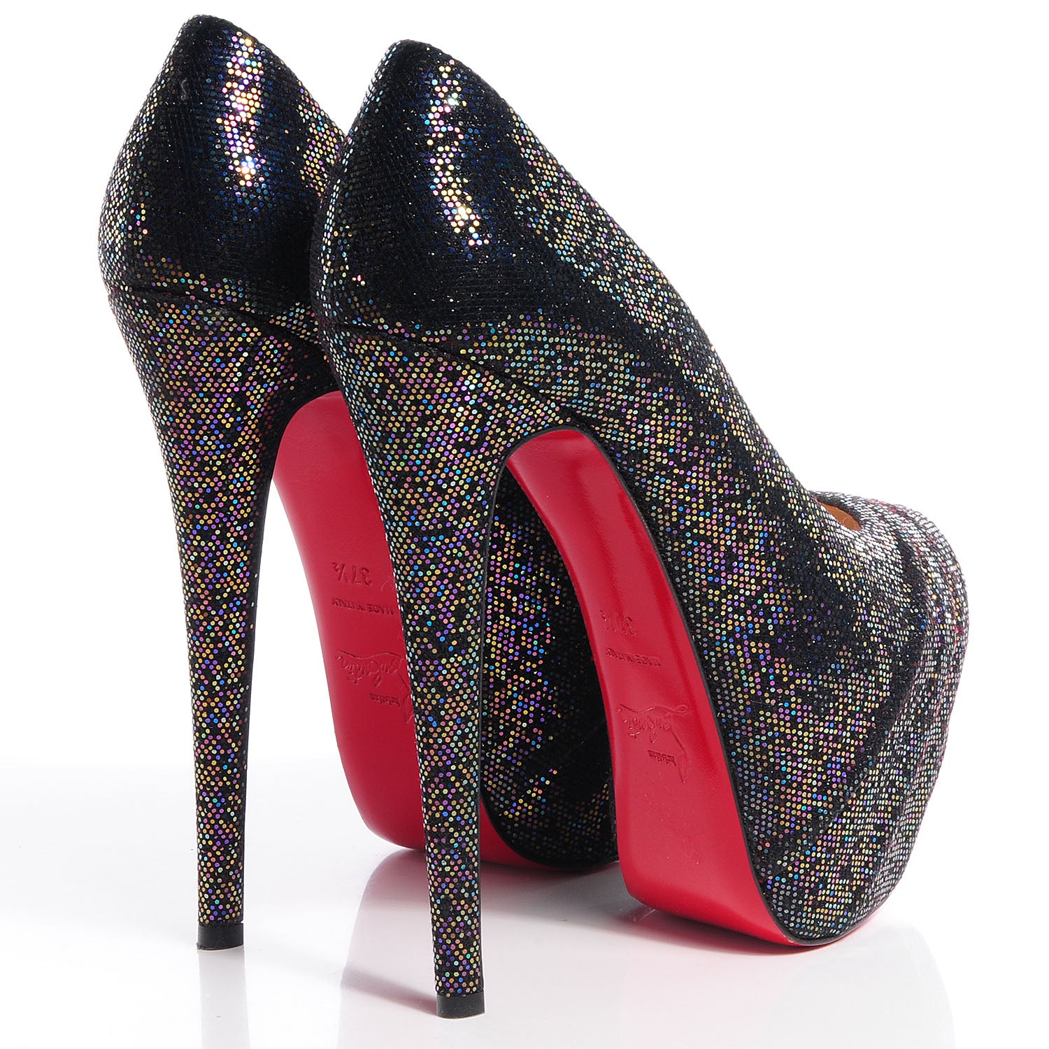 Christian Louboutin Glitter Spotlight Drapesse 160 Pumps 37.5 Blue Khol Black 5 of 9