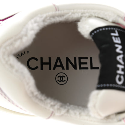 Chanel Calfskin Womens Logo Sneakers 39 White Pink 7 of 8