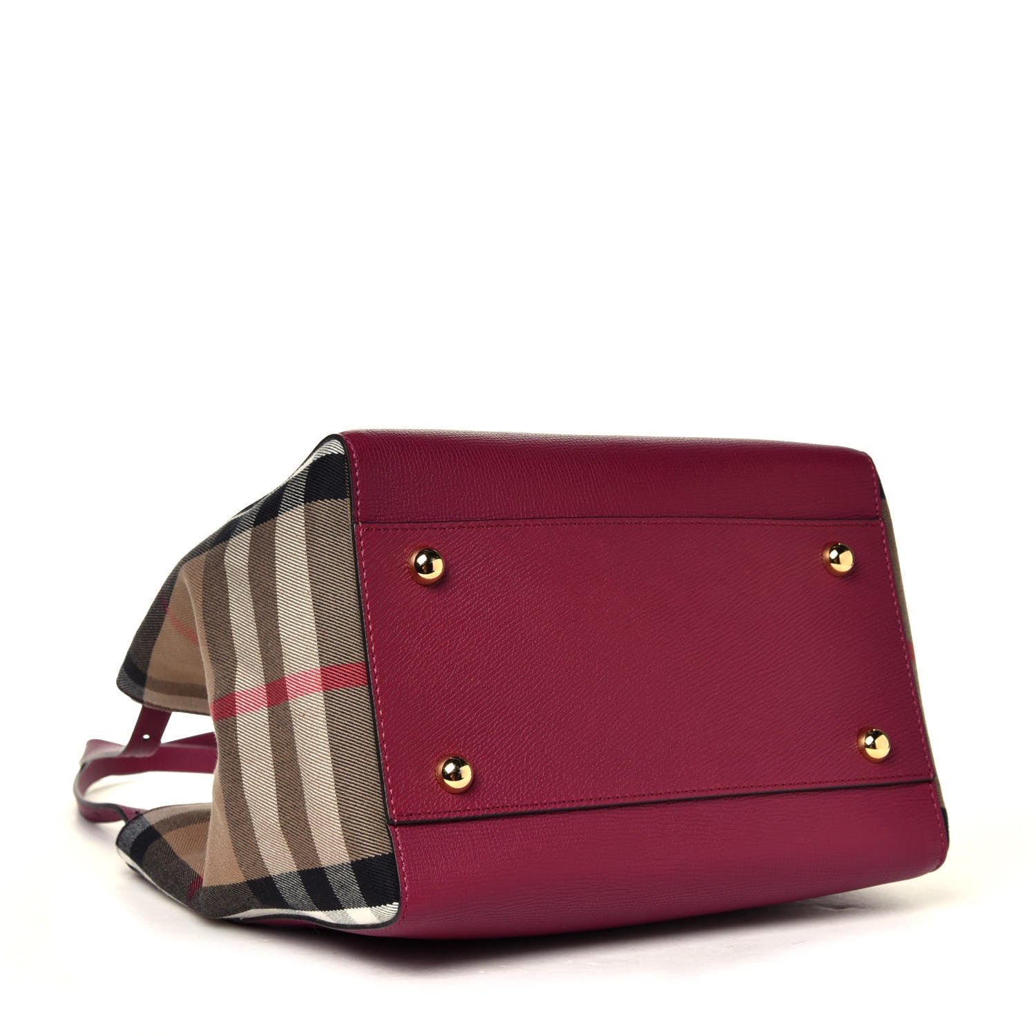 Burberry Grainy Calfskin House Check Small Canterbury Tote Berry Pink 3 of 5