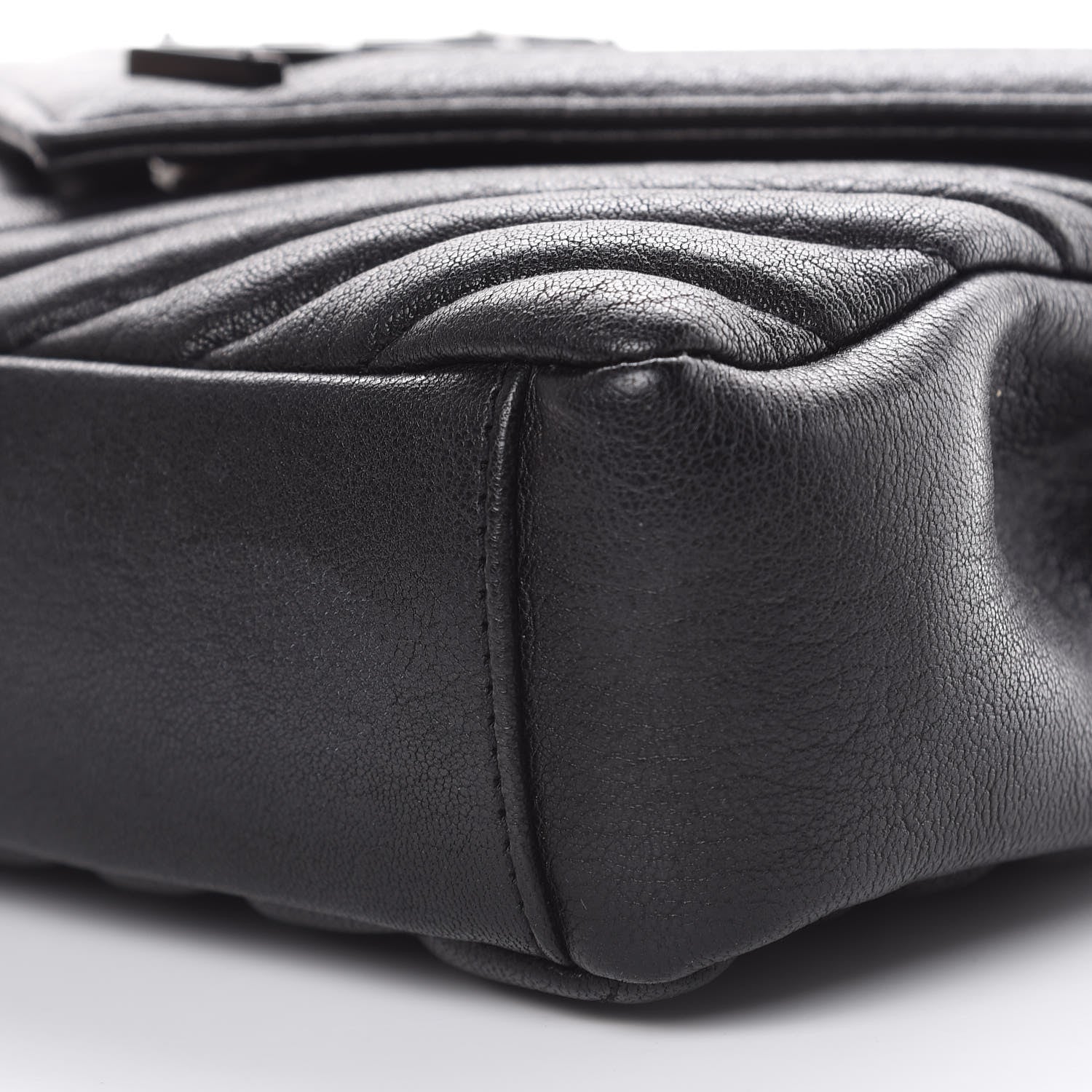Saint Laurent Sheepskin Matelasse Chevron Monogram Monochrome Medium College Bag Black 7 of 14