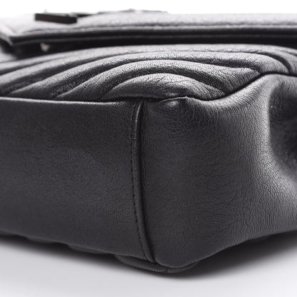 Saint Laurent Sheepskin Matelasse Chevron Monogram Monochrome Medium College Bag Black 7 of 14