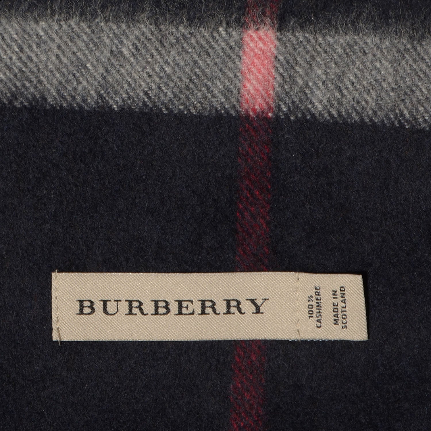 Burberry Cashmere Giant Check Scarf Navy 4 of 4
