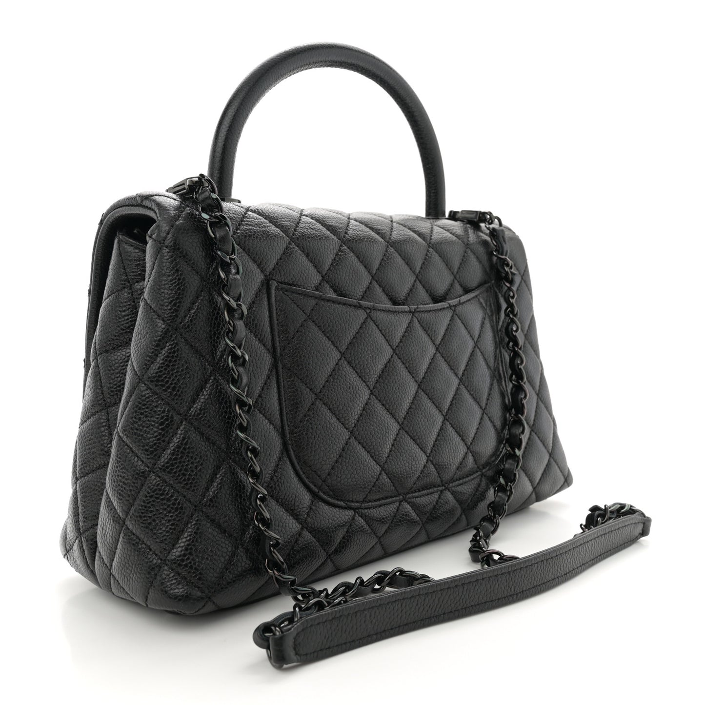 Caviar Quilted Small Coco Handle Flap So Black