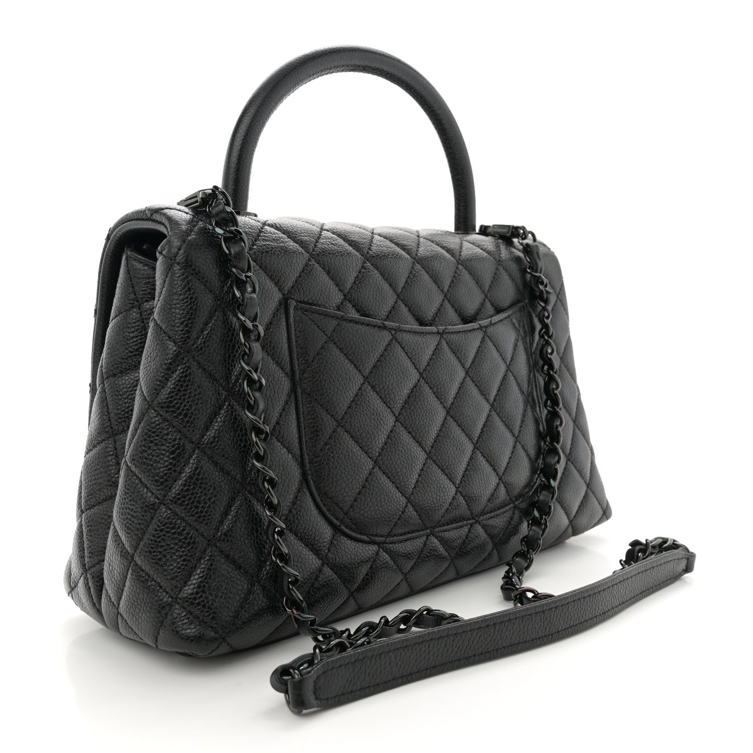 Chanel Caviar Quilted Small Coco Handle Flap So Black 3 of 11