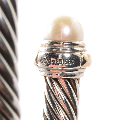 David Yurman Sterling Silver 14K Yellow Gold Pearl 7mm Cable Classics Bracelet 4 of 5