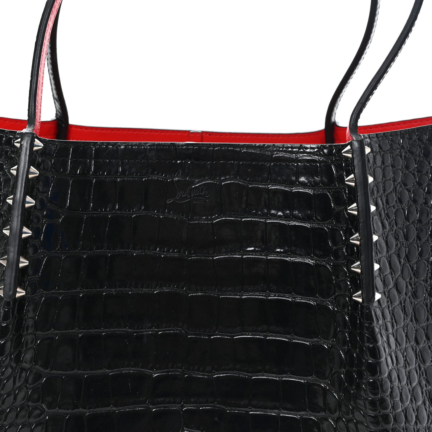 Calfskin Crocodile Embossed Spikes Large Cabarock Black