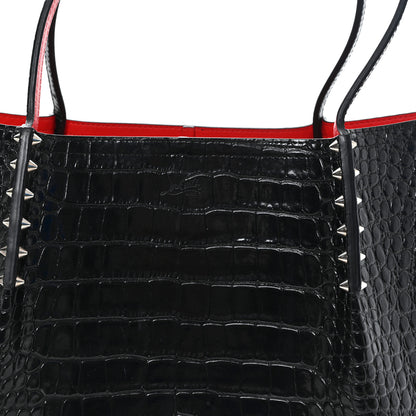 Christian Louboutin Calfskin Crocodile Embossed Spikes Large Cabarock Black 7 of 10