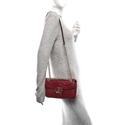 Gucci Calfskin Matelasse Medium GG Marmont Shoulder Bag Ancora Red 2 of 10