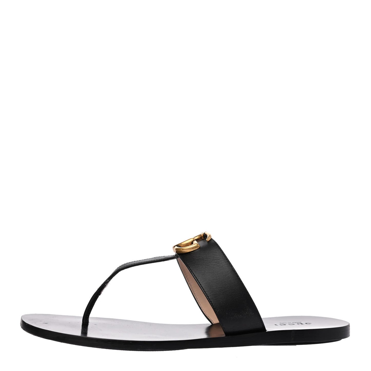 Calfskin GG Marmont Thong Sandals 38.5 Black
