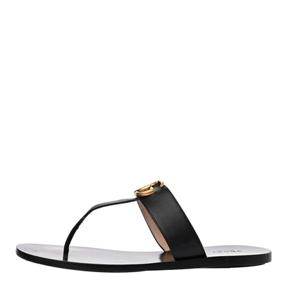 Gucci Calfskin GG Marmont Thong Sandals 38.5 Black 1 of 4