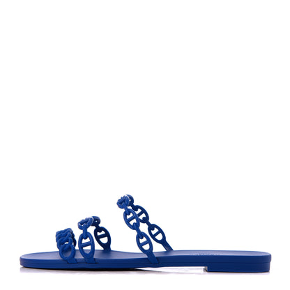 Hermes Rubber Chaine d'Ancre Rivage Sandals 38 Bleu Smalt 1 of 10